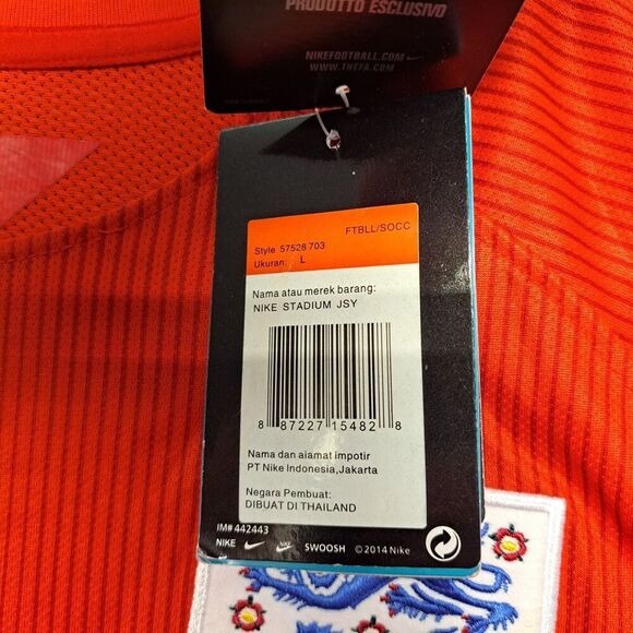 Nike Authentic England Football Soccer Jersey Men L Sterling #19 Red 2014 New - Picture 11 of 16
